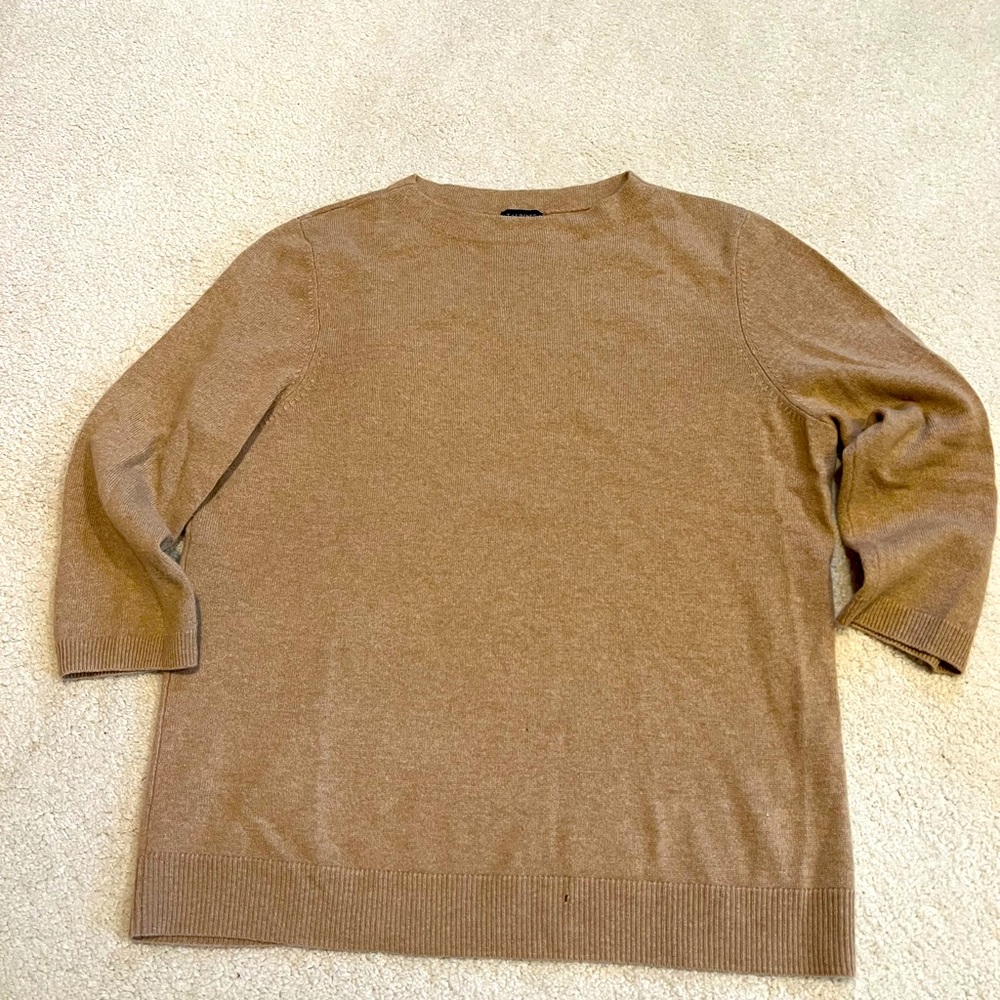 Pure cashmere Talbots sweater with 3/4 length sleeves.